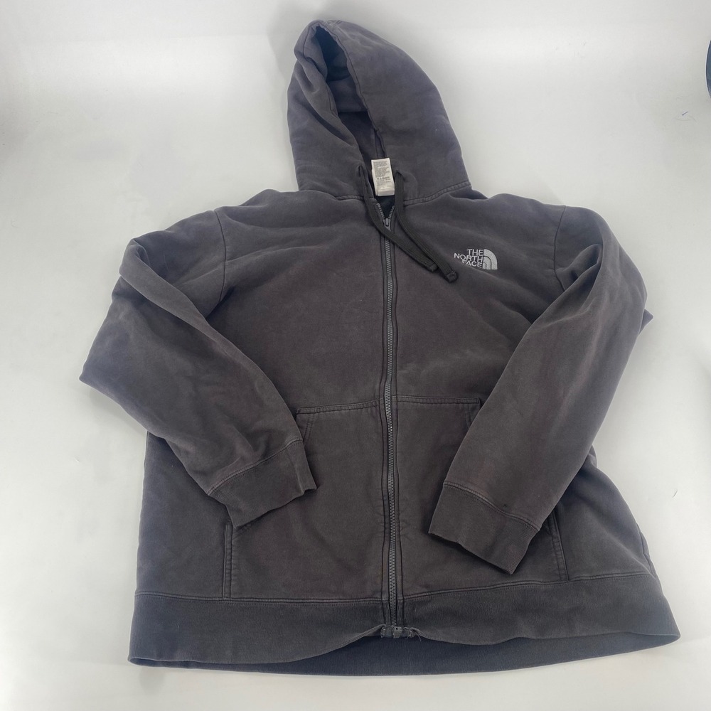 The North Face Mens XXL Charcoal Grey Full Zip Hooded Sweatshirt Logo Hoodie